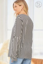 Black and Ivory Striped blouse