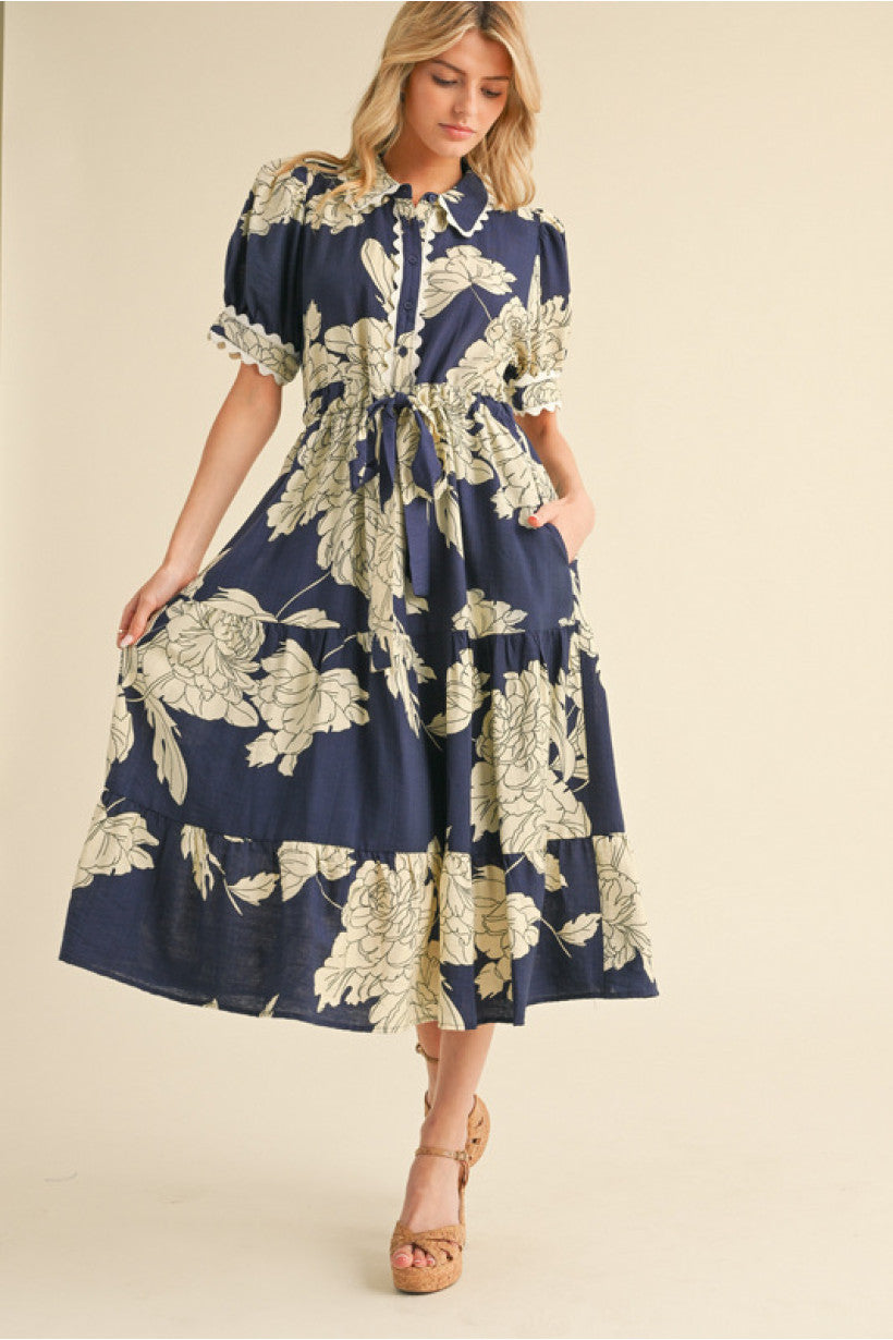 Flower Print Midi Dress
