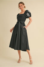 Load image into Gallery viewer, Short Puff Sleeve Dress w/Embroidery Sleeve..
