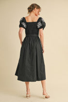 Load image into Gallery viewer, Short Puff Sleeve Dress w/Embroidery Sleeve..
