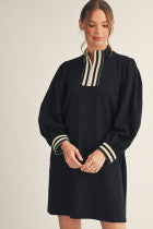 Load image into Gallery viewer, Long Sleeve Puff Sleeve Dress w/ quarter Zip
