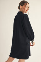 Load image into Gallery viewer, Long Sleeve Puff Sleeve Dress w/ quarter Zip
