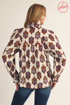 Load image into Gallery viewer, Long Sleeve Damask Print Top
