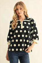 Load image into Gallery viewer, Polka Dot 3/4 Sleeve Sweatshirt
