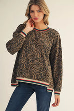 Load image into Gallery viewer, Drop Shoulder Leopard Sweatshirt w/ Stripe Details
