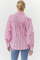 Load image into Gallery viewer, Bold Stripe Button Down w/ Balloon Sleeves.
