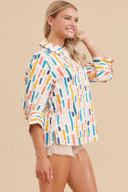 Cotton Print Top with 3/4 Sleeve