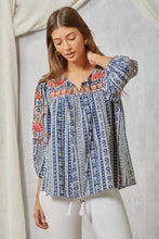 Load image into Gallery viewer, Foral Print Baby Doll Top w/ Puff Sleeve.

