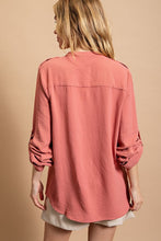Load image into Gallery viewer, Button Down Blouse with Adjustable Roll Tab Sleeve

