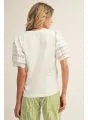 Load image into Gallery viewer, Lace accent short puff sleeves lovely solid top.
