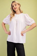Load image into Gallery viewer, Round Neck Blouse With Lace Trim Details
