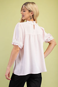 Round Neck Blouse With Lace Trim Details