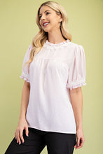 Load image into Gallery viewer, Round Neck Blouse With Lace Trim Details
