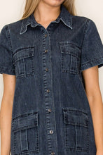 Load image into Gallery viewer, Short Sleeve Denim Dress w/ Patch Pockets
