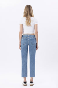 MId Rise Straight jeans with raw hem