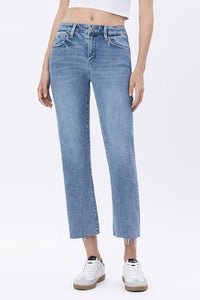 MId Rise Straight jeans with raw hem