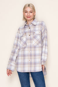 Long Sleeve Plaid Snap Button Down