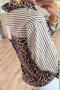Mixed Pattern Leopard Patchwork Button Up.