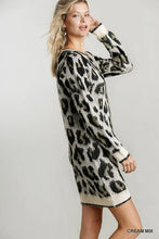 Load image into Gallery viewer, Animal Print Round Neck and Long Sleeve Dress Sweater

