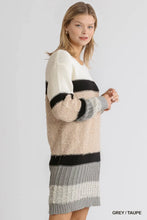 Load image into Gallery viewer, Multicolor Mixed Knit Round Neck and Long Sleeve Sweater Dress
