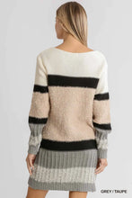 Load image into Gallery viewer, Multicolor Mixed Knit Round Neck and Long Sleeve Sweater Dress
