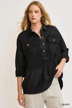 Load image into Gallery viewer, Linen Blend Half Button Down Top
