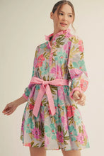 Load image into Gallery viewer, Tiered Floral Dress w/Waist Tie
