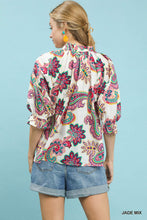 Load image into Gallery viewer, Paisley Print Button Front Top
