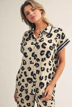 Load image into Gallery viewer, Leopard Top with blue stripe
