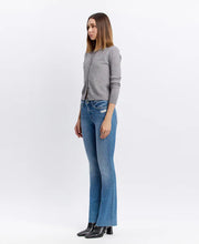 Load image into Gallery viewer, Mid Rise  Boot Cut Jean w/Raw Hem
