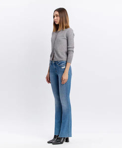 Mid Rise  Boot Cut Jean w/Raw Hem
