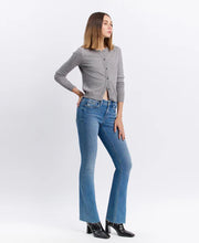 Load image into Gallery viewer, Mid Rise  Boot Cut Jean w/Raw Hem
