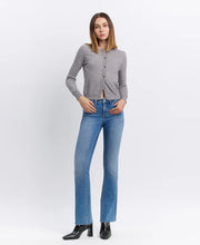 Load image into Gallery viewer, Mid Rise  Boot Cut Jean w/Raw Hem
