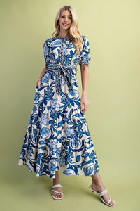 Floral Print Tiered w/Tie Waist