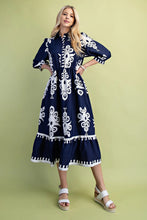 Load image into Gallery viewer, Shirt Style Midi Dress w/ 3/4 Sleeves
