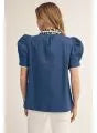 Load image into Gallery viewer, Denim Shirt with Leopard accents
