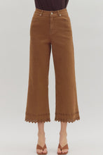 Load image into Gallery viewer, High Waist Ankle Pant w/ Floral Border Hem
