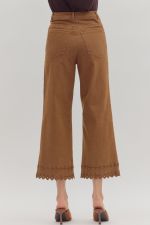 High Waist Ankle Pant w/ Floral Border Hem