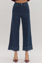 Load image into Gallery viewer, High Waist Ankle Pant with Embroidery Border Hem.

