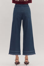 Load image into Gallery viewer, High Waist Ankle Pant with Embroidery Border Hem.
