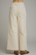 Load image into Gallery viewer, Solid wide leg pants featuring a zip-fly button front closure.
