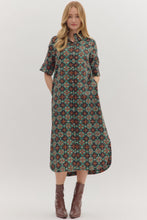 Load image into Gallery viewer, Geometric Print Short Sleeve Midi Dress
