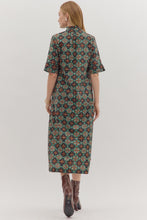 Load image into Gallery viewer, Geometric Print Short Sleeve Midi Dress
