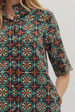 Load image into Gallery viewer, Geometric Print Short Sleeve Midi Dress
