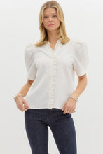 Load image into Gallery viewer, Solid textured short pleated sleeve top
