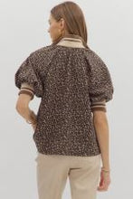 Load image into Gallery viewer, Leopard Pattern Puff Sleeve w/Half Zip Neckline

