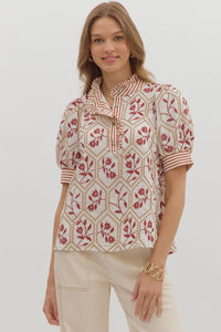 Floral Pattern Embroidery Top