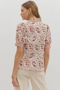 Floral Pattern Embroidery Top