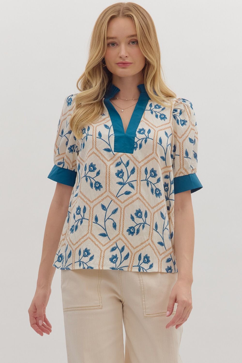Patterned Embroidered Shirt