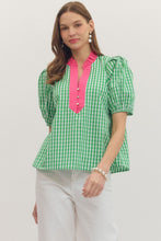 Load image into Gallery viewer, Gingham Short Sleeve Top
